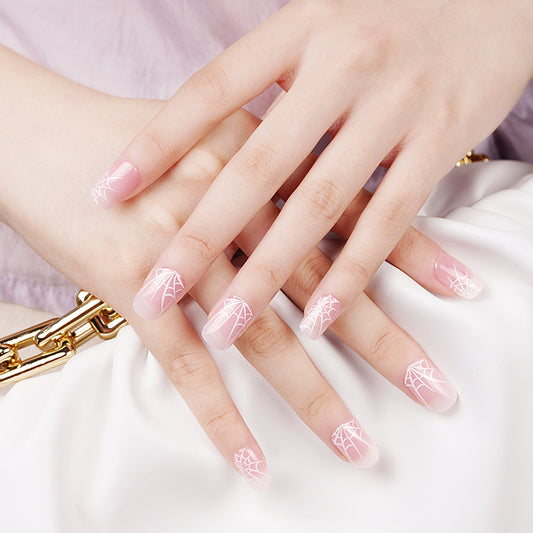 200303 - Ombre Pink Spiderwebs - Semi Cured Gel Nail Stickers