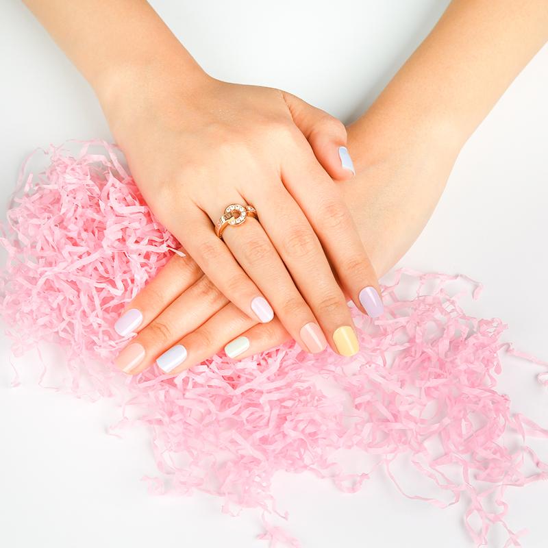 Rainbow Sherbert Semi Cured Gel Nails